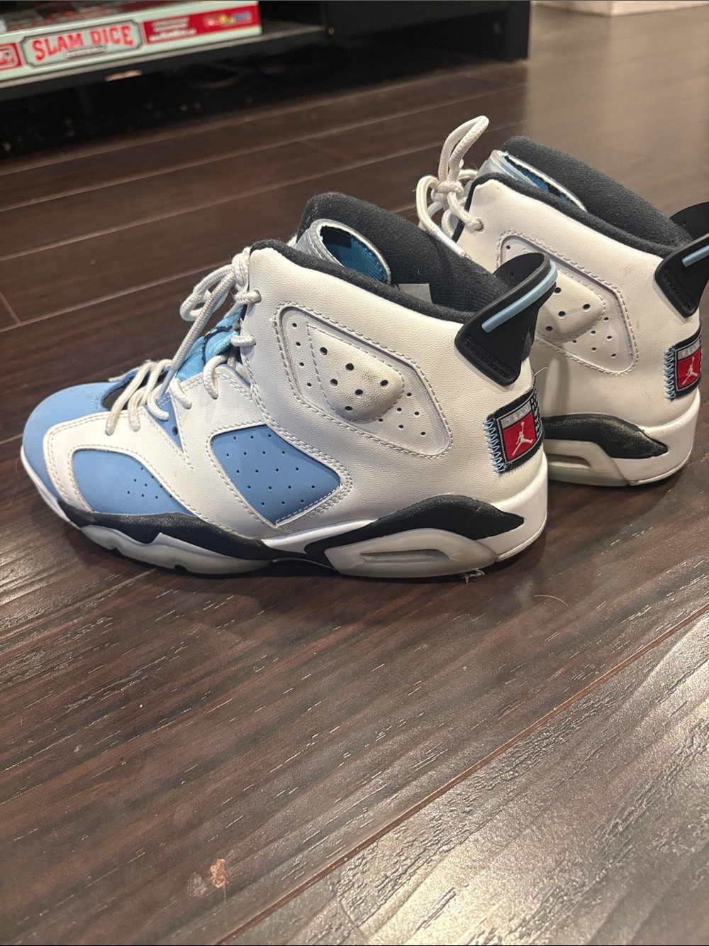 Jordan Kids' High-Top Sneakers in White, Light Blue & Black Boys 6.5